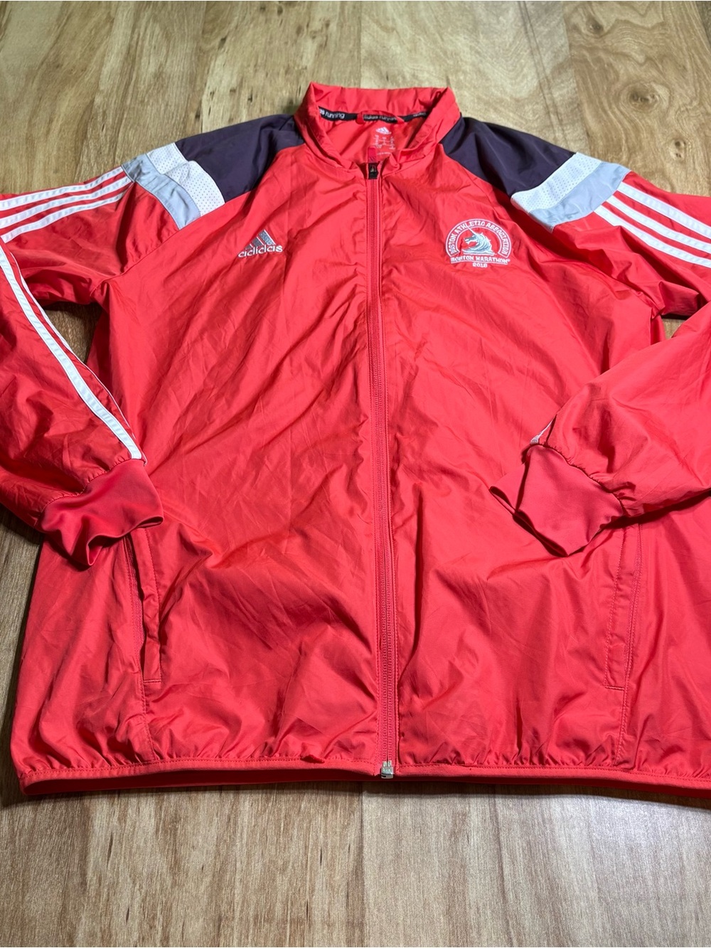 Boston Marathon 2018 Adidas Lightweight Running Jacket Red Mens Size Large